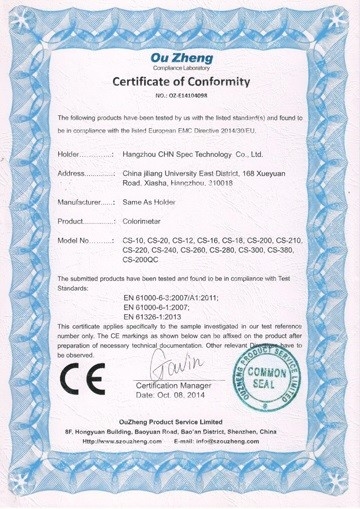 China Hangzhou CHNSpec Technology Co., Ltd. Certificações