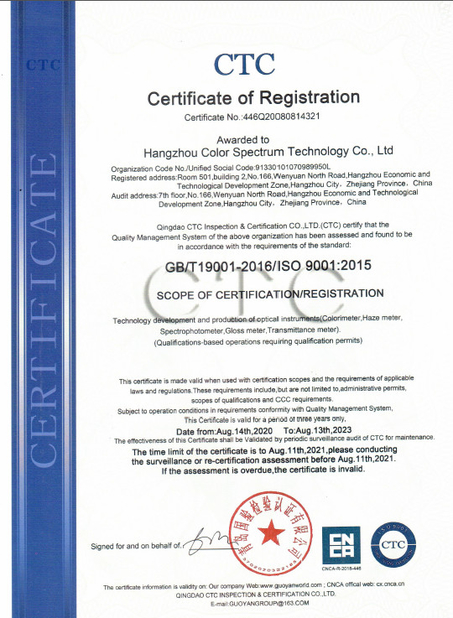 China Hangzhou CHNSpec Technology Co., Ltd. Certificações